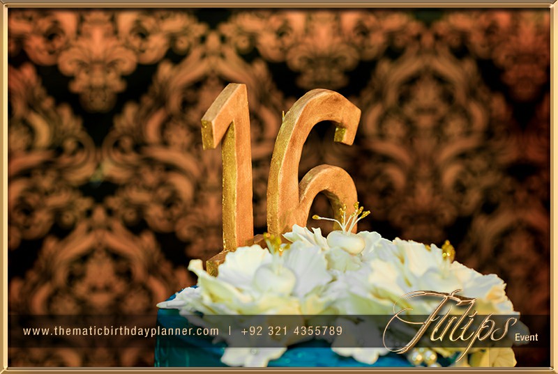 Gold Royal Blue Sweet 16 Themed party ideas in Pakistan 10~1